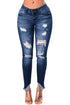 Sexy Indigo Blue Whiskered Destroy Stylish Skinny Jeans